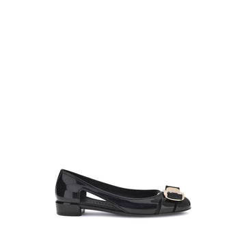 Black Rubber Ballet Flats