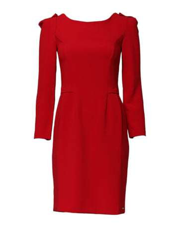 Red Above Knee Long Sleeves Sheath Dress