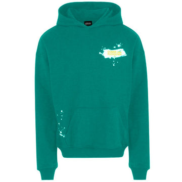Green Cotton Men Hoodie