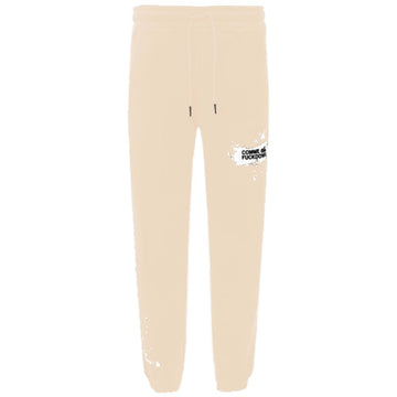 Beige Cotton Men Sweatpant