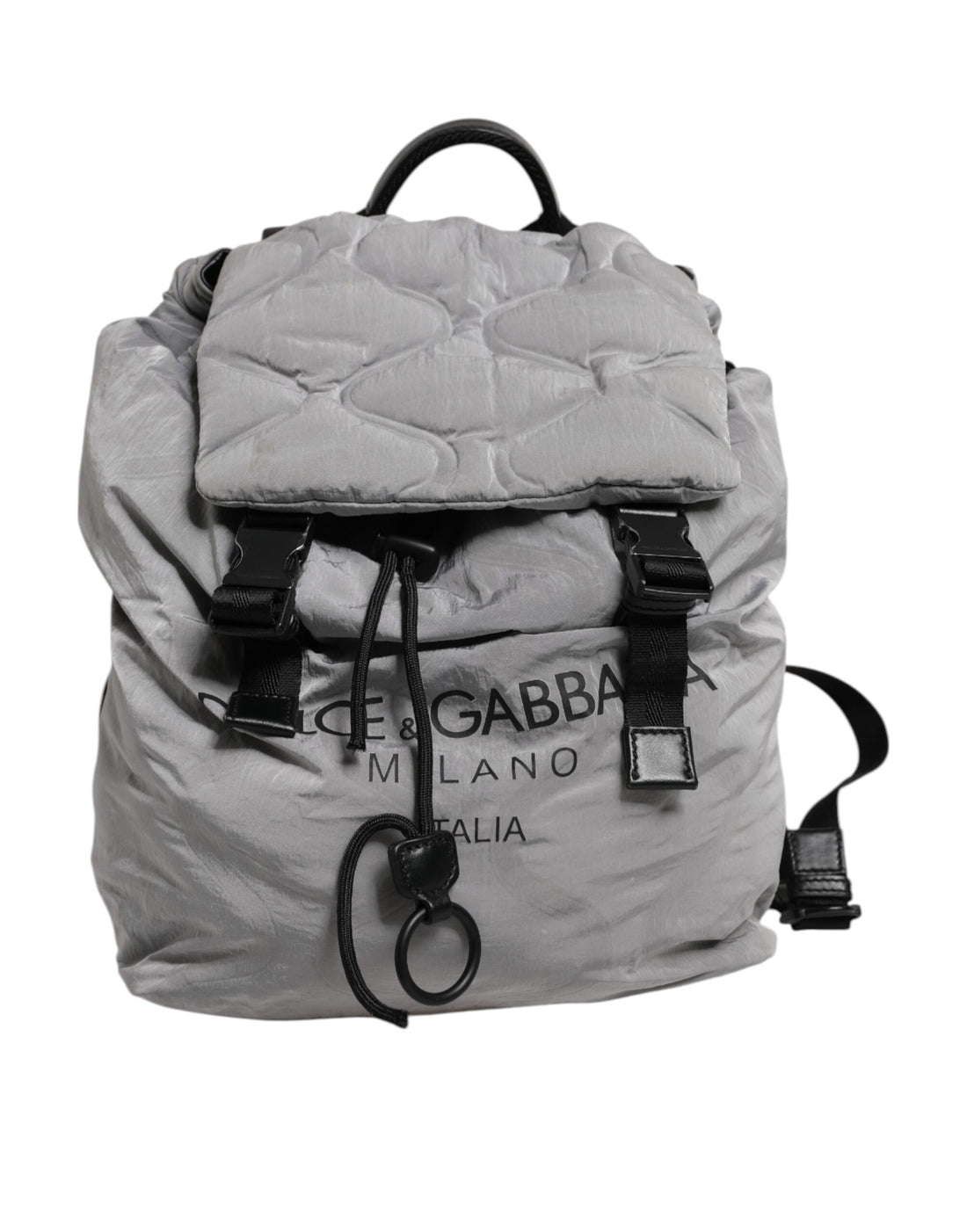 Gray Milano Print Drawstring Travel Backpack Bag