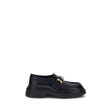 Black Rubber Platform Loafers