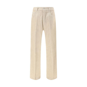 Beige Cotton Casual Pants