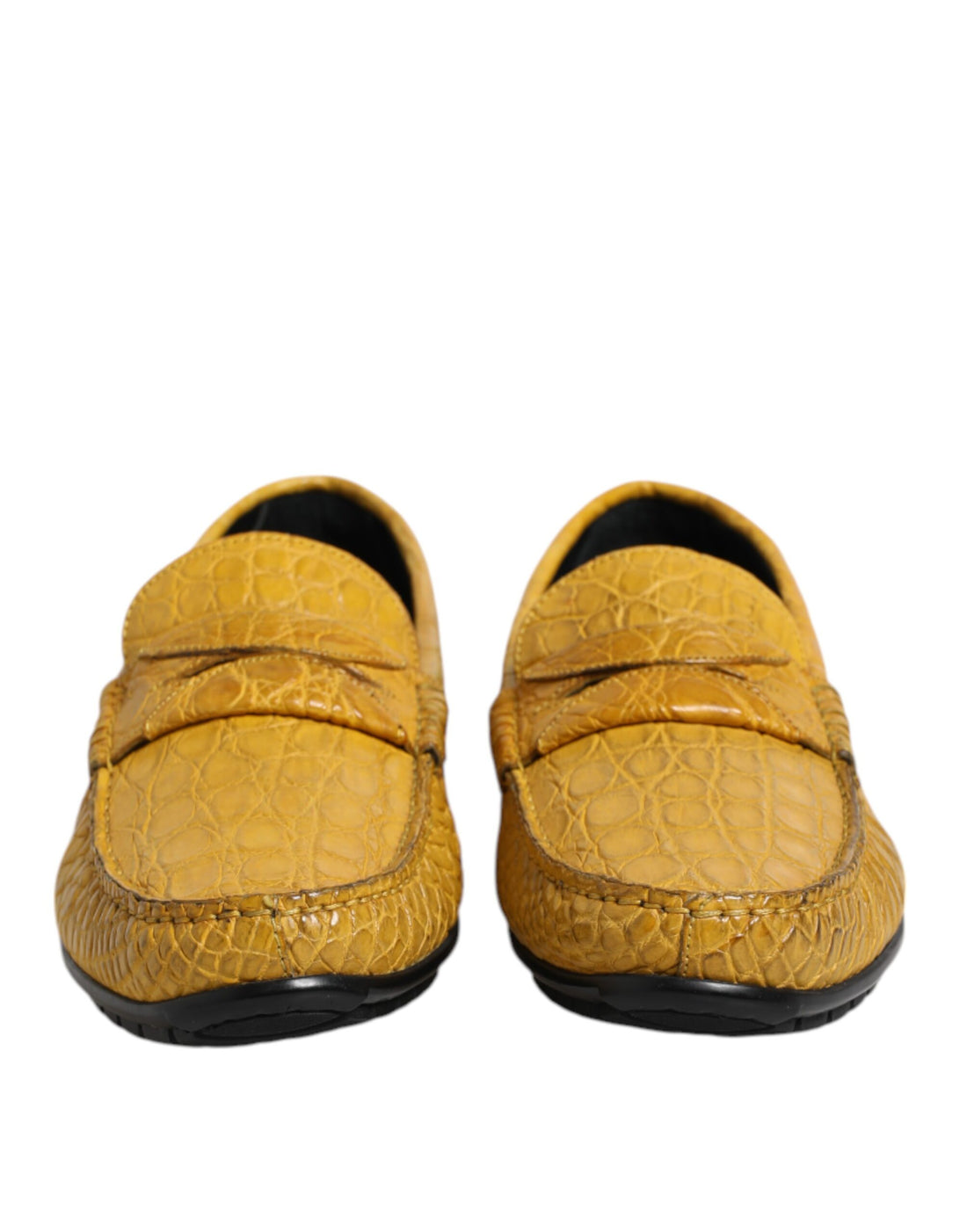 Yellow Exotic Leather Loafers Slip On Shoes