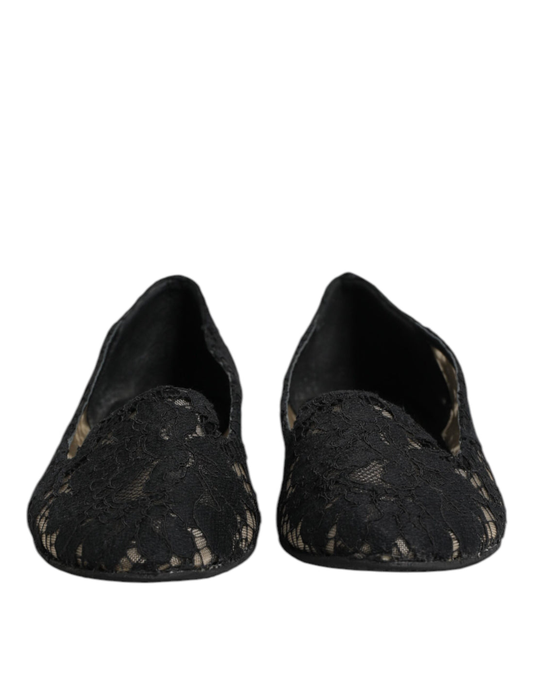 Black Taormina Lace Slip On Flats Shoes