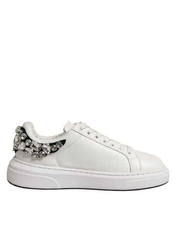 White Rhinestone Embellished Sneakers Shoes