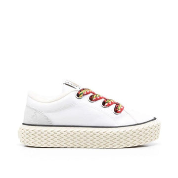 White Cotton Low Top Sneakers