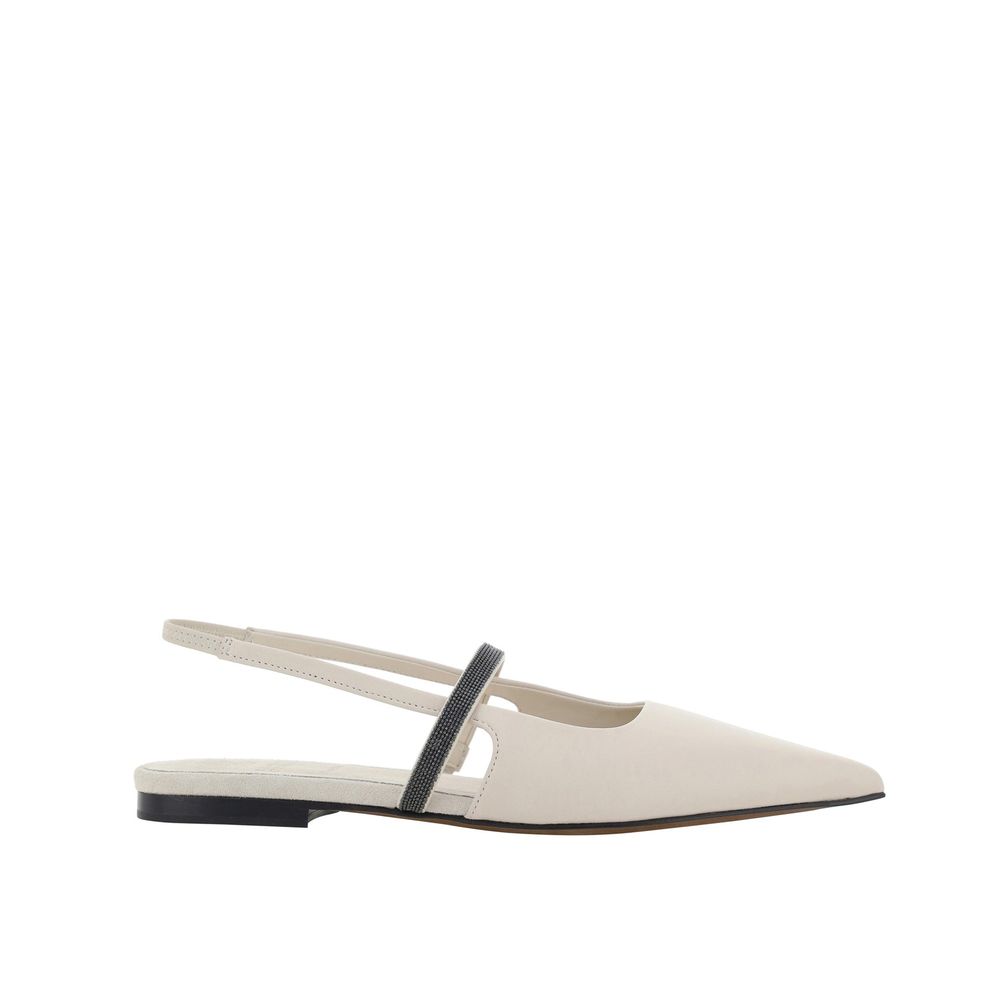 White Calfskin Ballet Flats