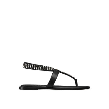 Black Calfskin Flat Sandals