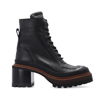 Black Calfskin Lace-Up Boots