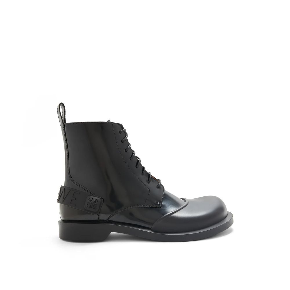 Black Calfskin Lace-Up Boots