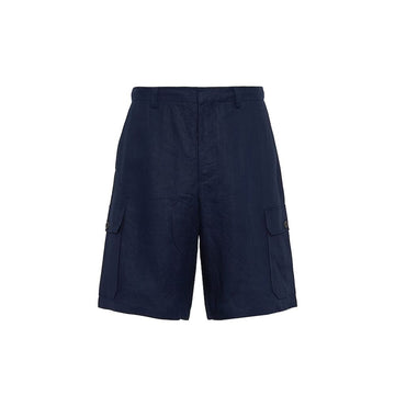 Blue Linen Bermuda Shorts