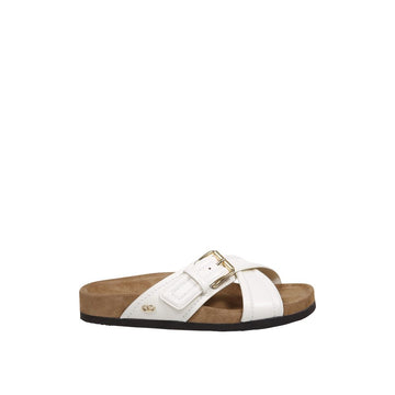 White Calfskin Strap-On Sandals