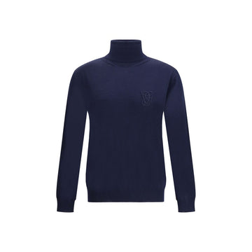 Blue Fleece Wool Turtleneck