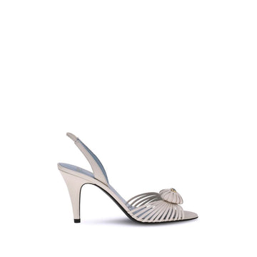 White Calf Leather Bos Taurus Stiletto Heel Sandals