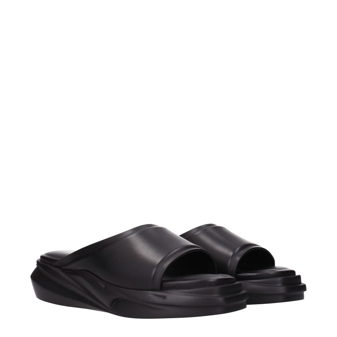 Black Leather Slippers