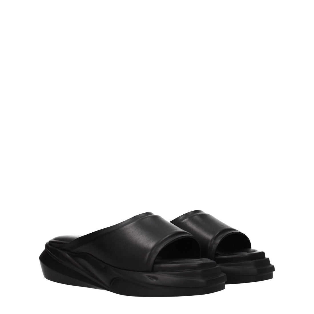 Black Leather Slippers