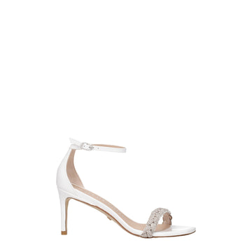 White Leather Stiletto Heel Sandals