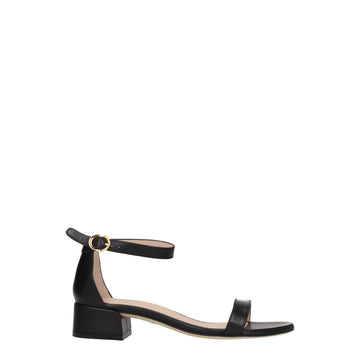 Black Leather Flat Sandals