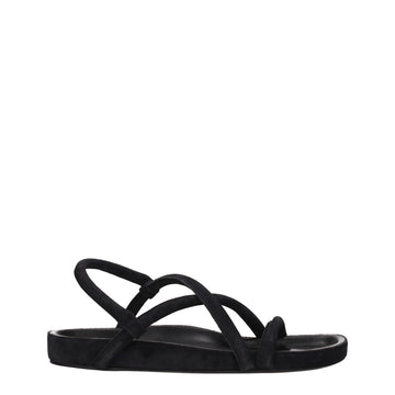Black Leather Flat Sandals