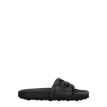 Black Leather Slippers