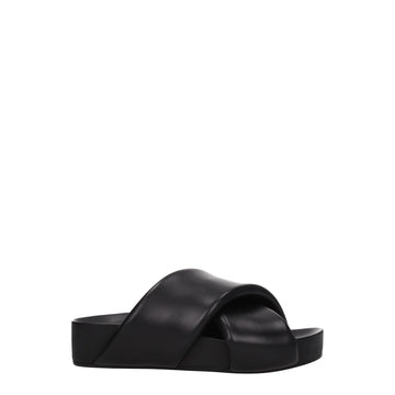 Black Leather Slippers