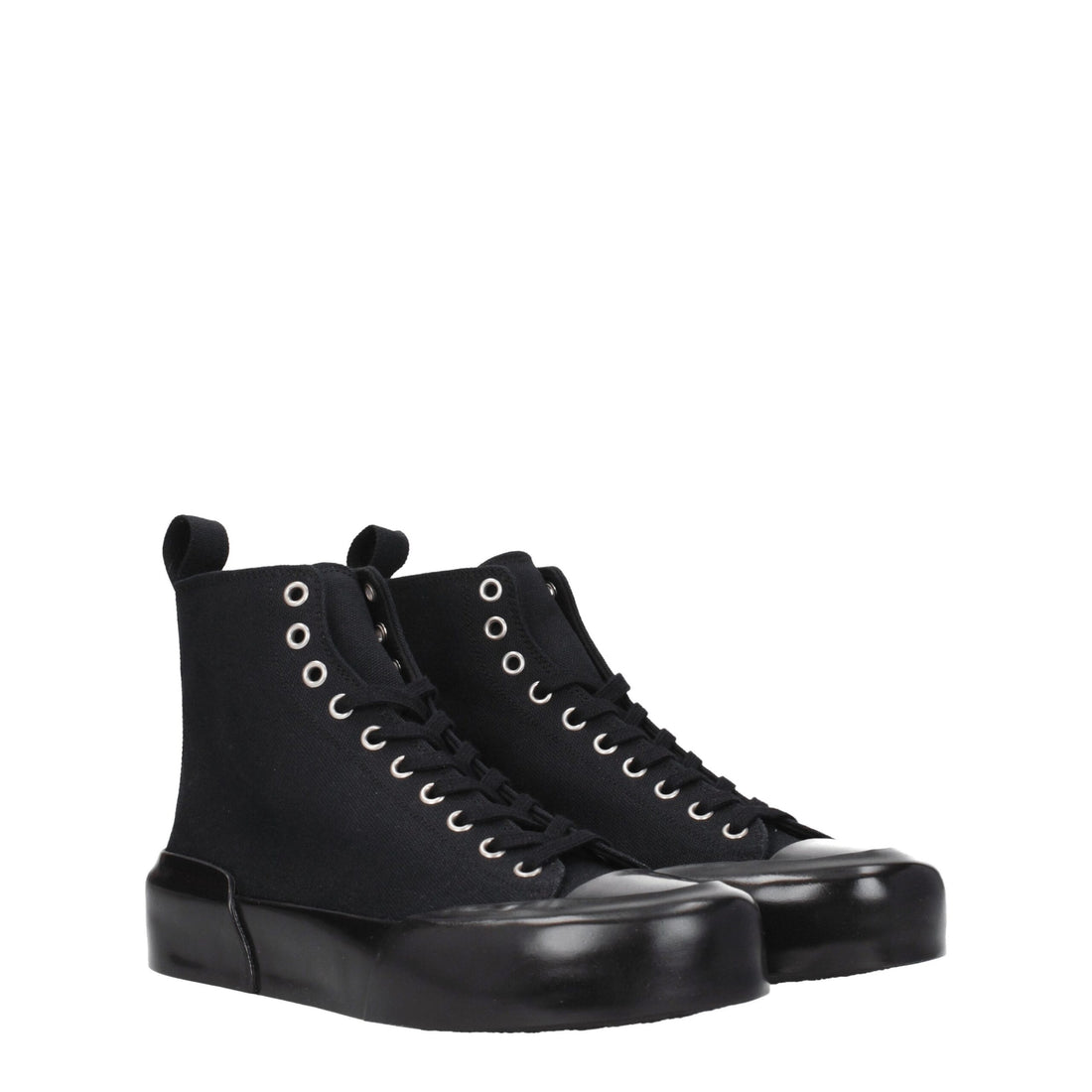 Black Fabric High Top Sneakers