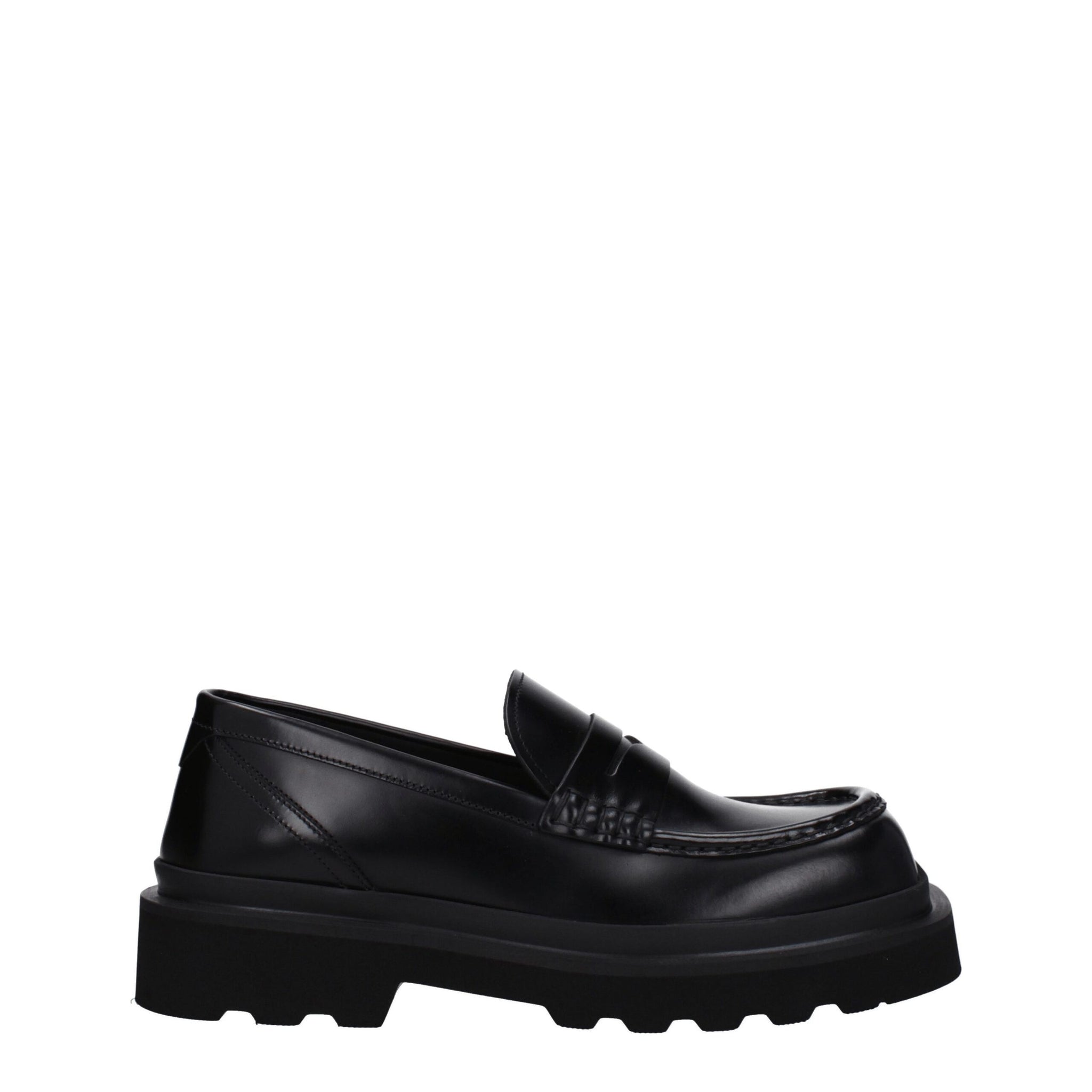 Black Leather Slip-On Loafers