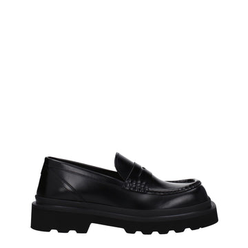 Black Leather Slip-On Loafers