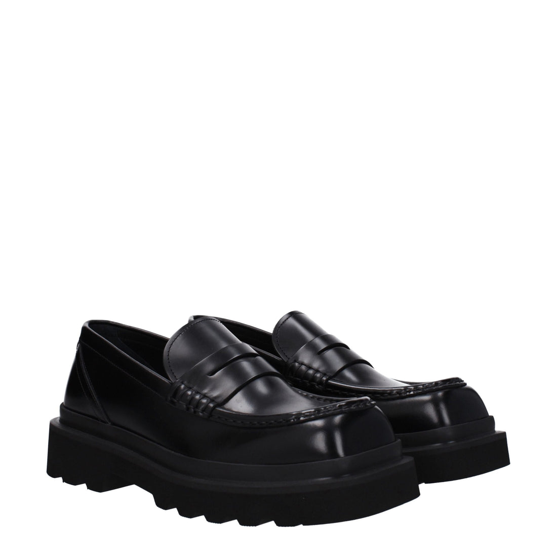 Black Leather Slip-On Loafers