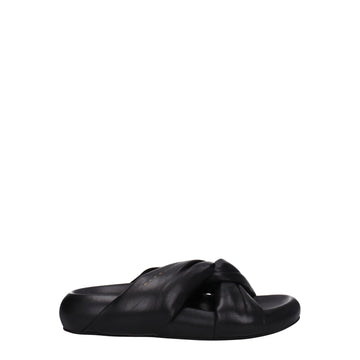 Black Leather Slippers
