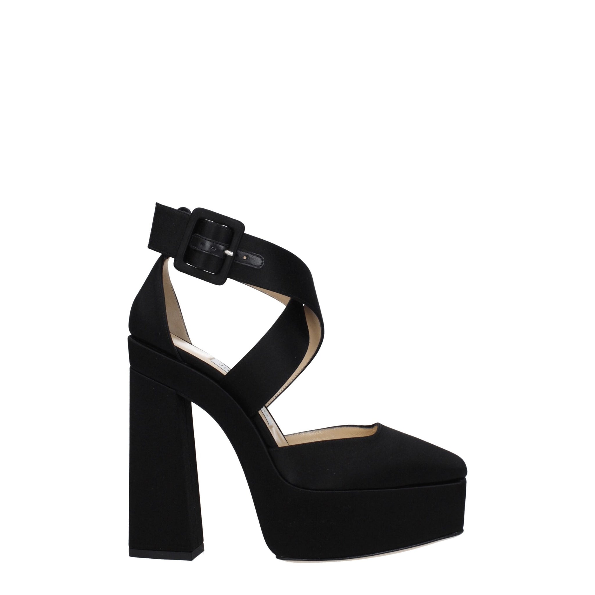Black Satin Platform Sandals