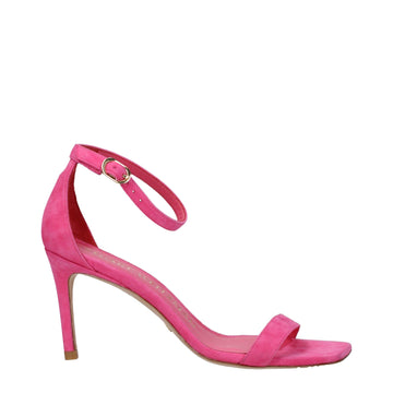 Pink Leather Stiletto Heel Sandals