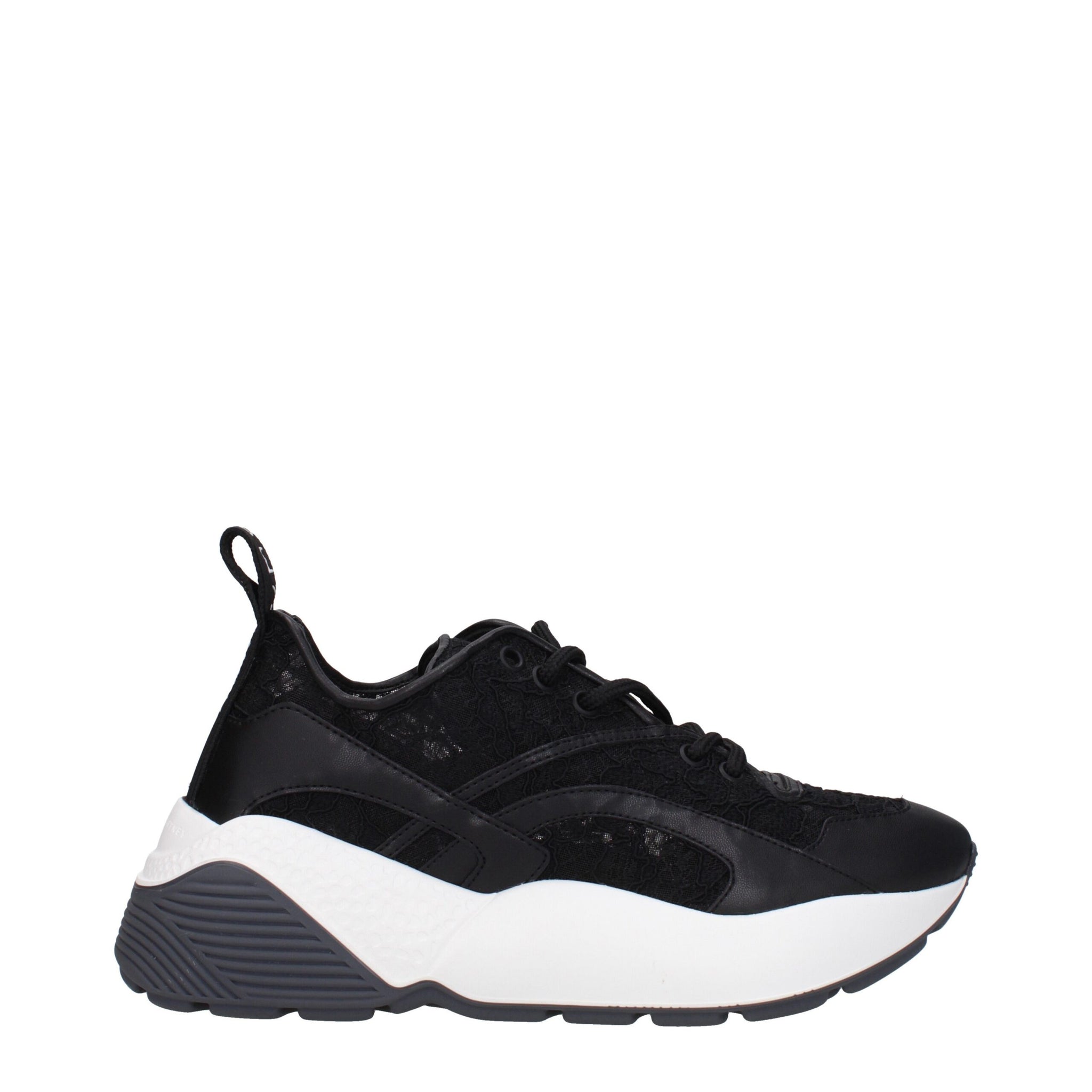 Black Fabric Chunky Sneakers
