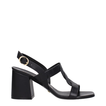 Black Leather Platform Sandals