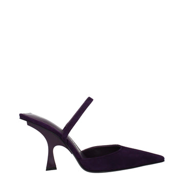 Purple Leather Stiletto Heel Sandals