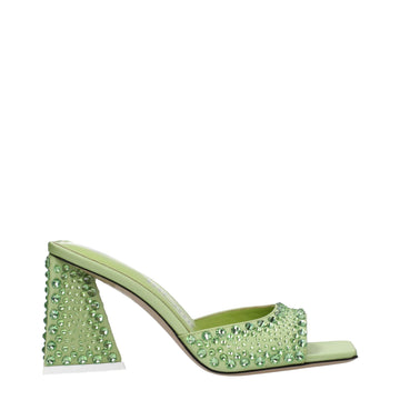 Green Satin Stiletto Heel Sandals