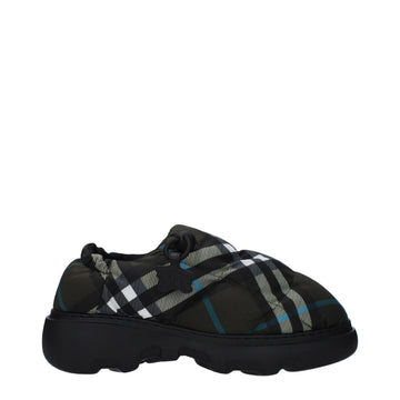 Green Fabric Slip-On Loafers