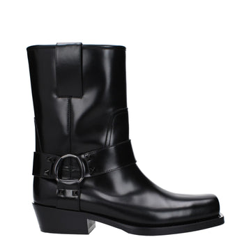 Black Leather Ankle Boots