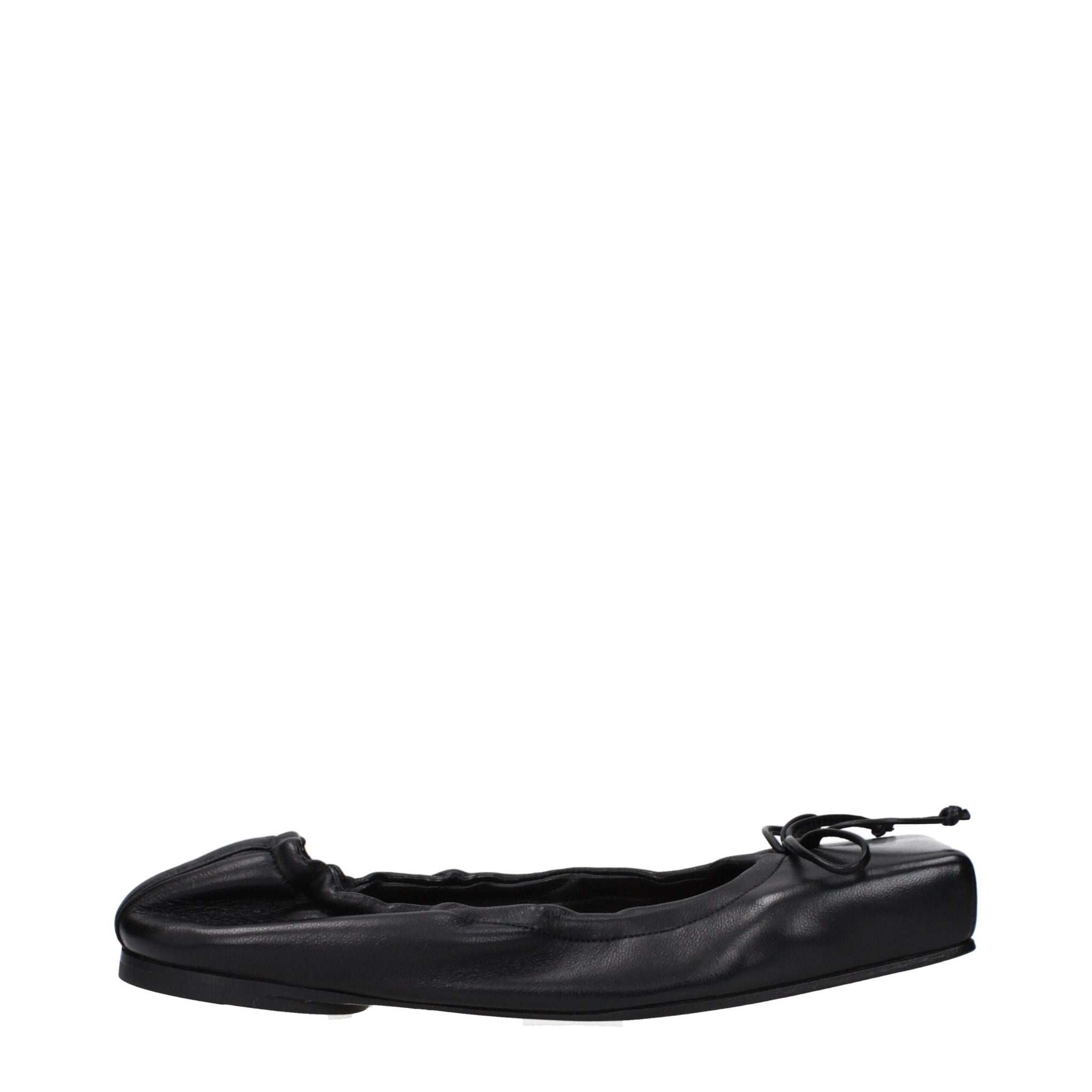 Black Leather Ballet Flats