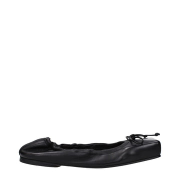 Black Leather Ballet Flats