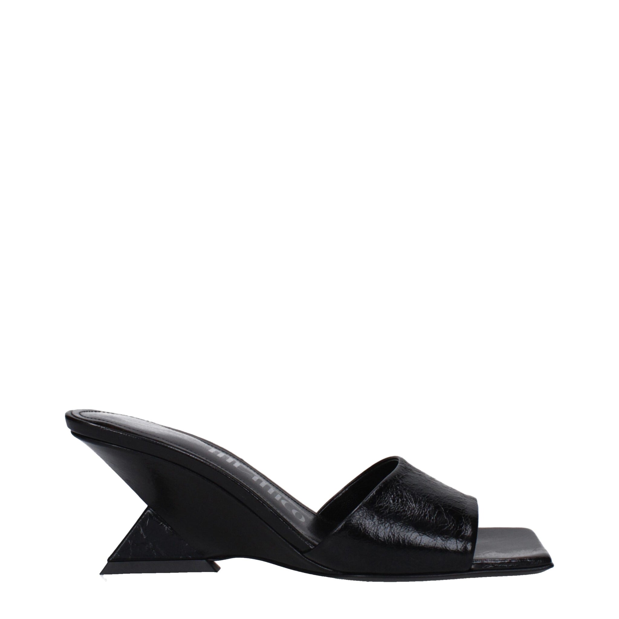 Black Leather Flat Sandals