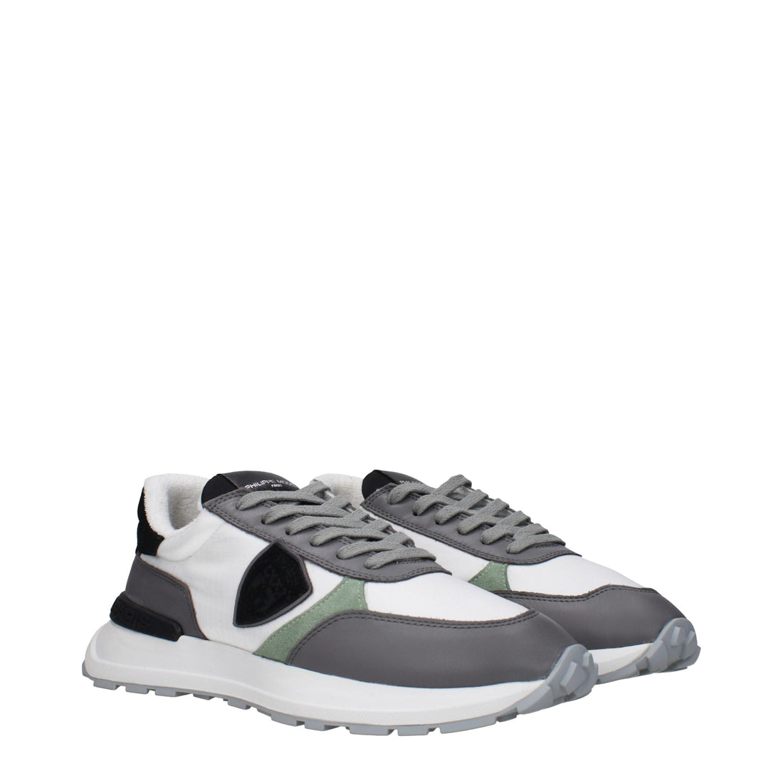 White Fabric Low Top Sneakers