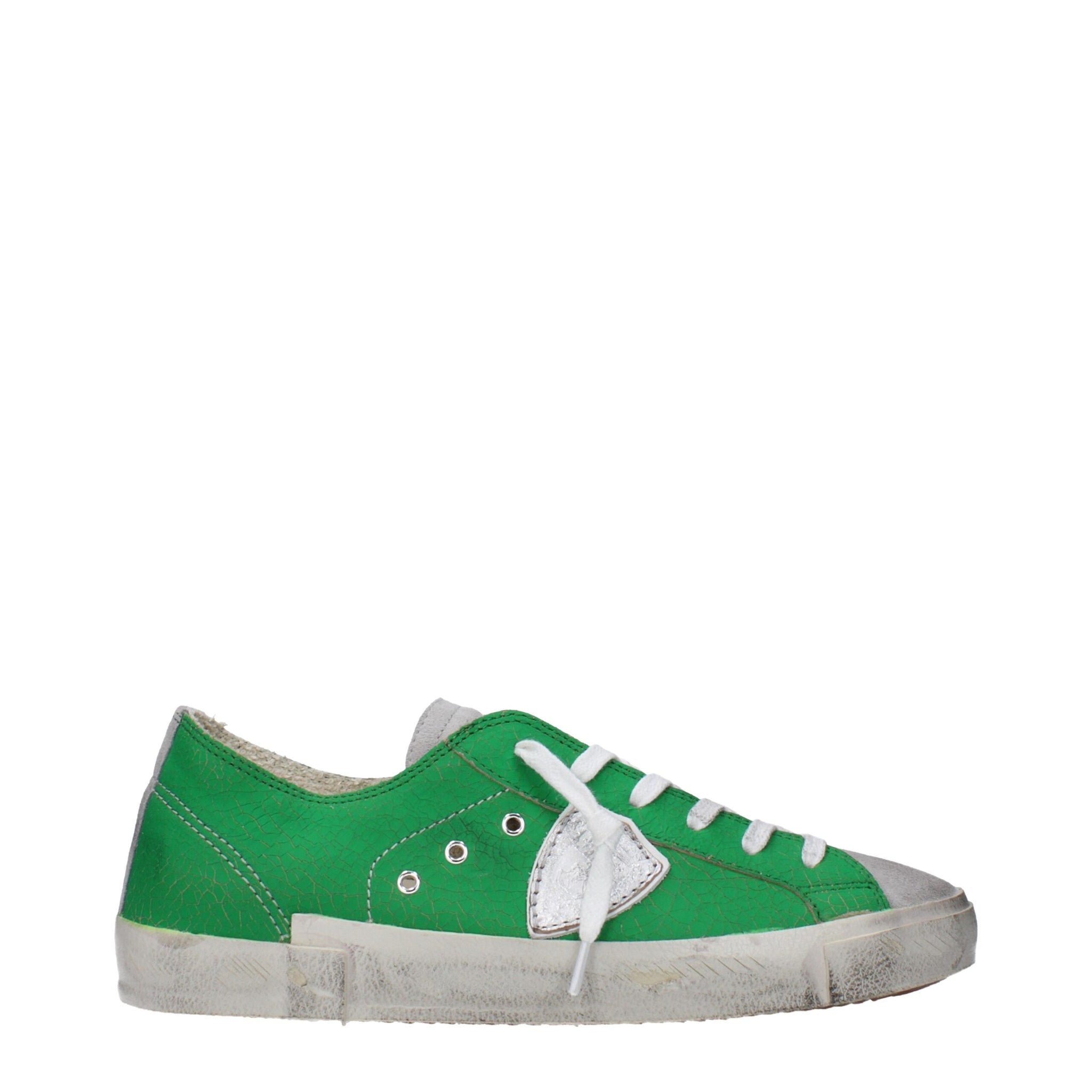 Green Leather Low Top Sneakers