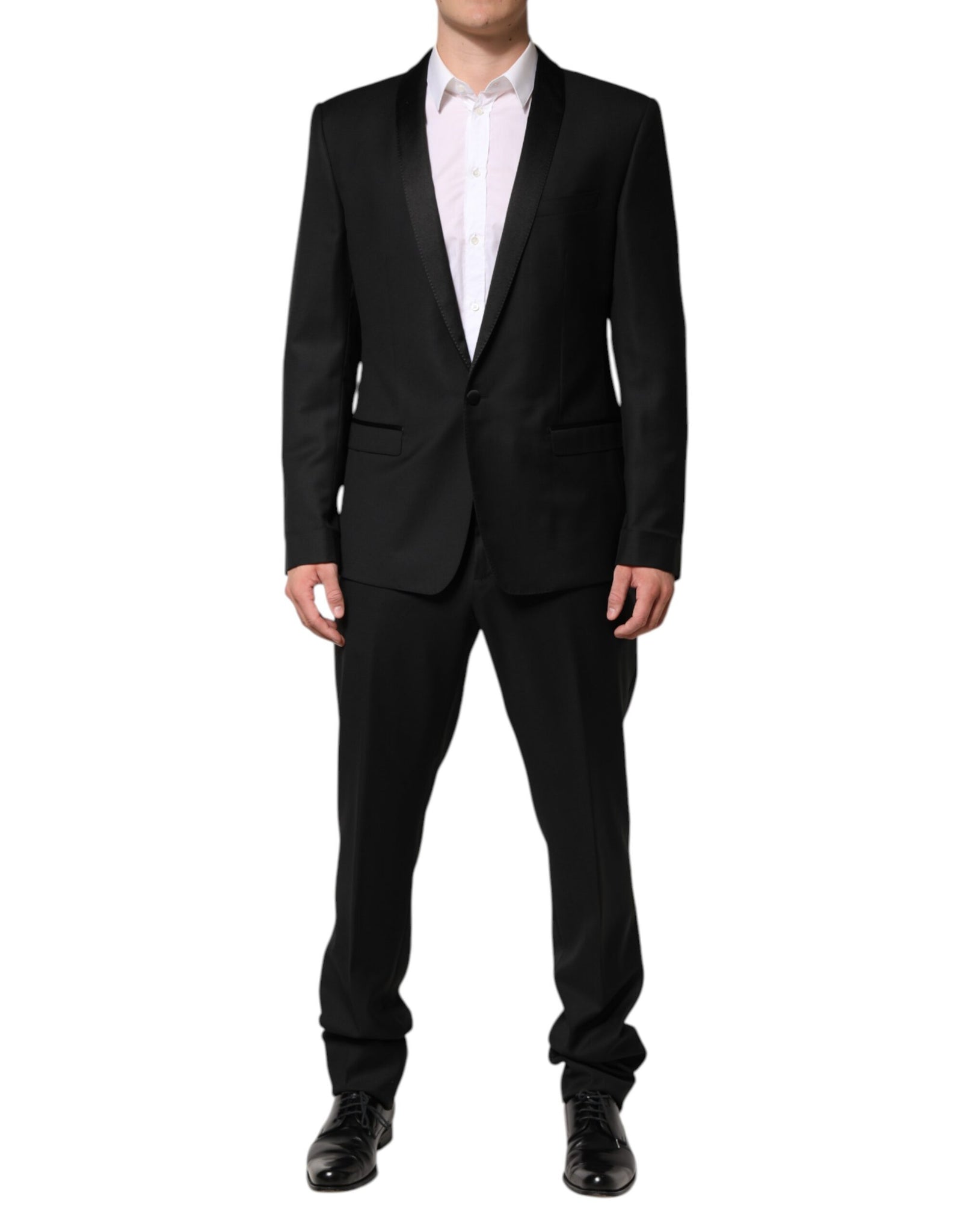 Black Wool Men Single Breasted 2 Piece Suit