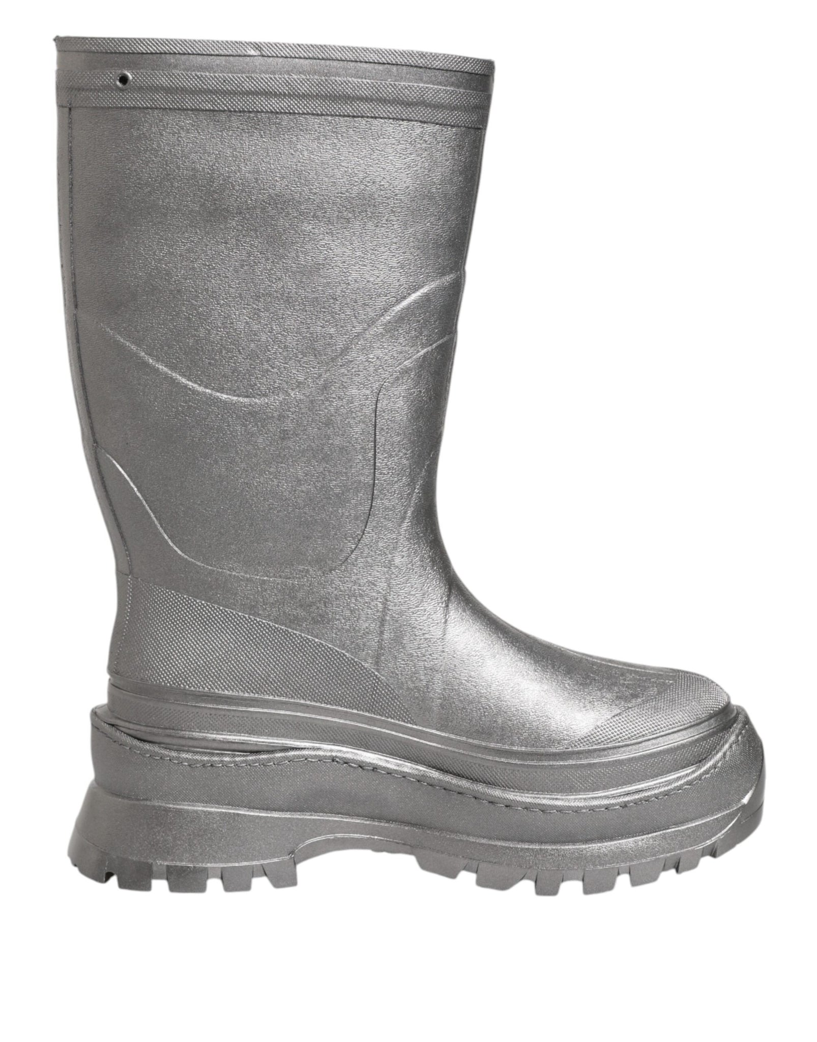 Metallic Silver Pull On Rain Boots Shoes