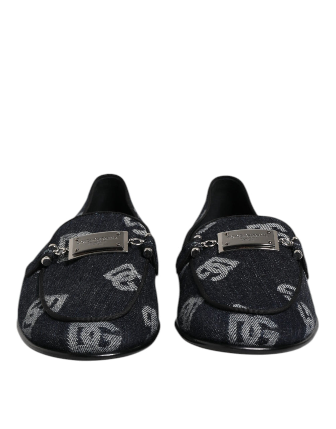 Blue Logo Cotton Loafers Formal Dress Shoes