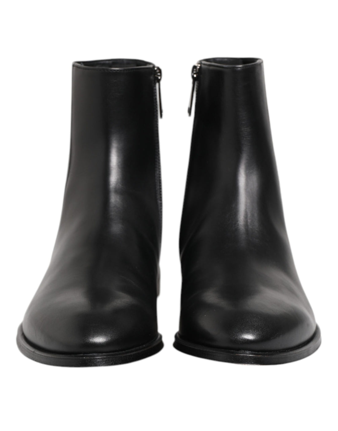 Black Leather Mid Calf Men Boots Shoes