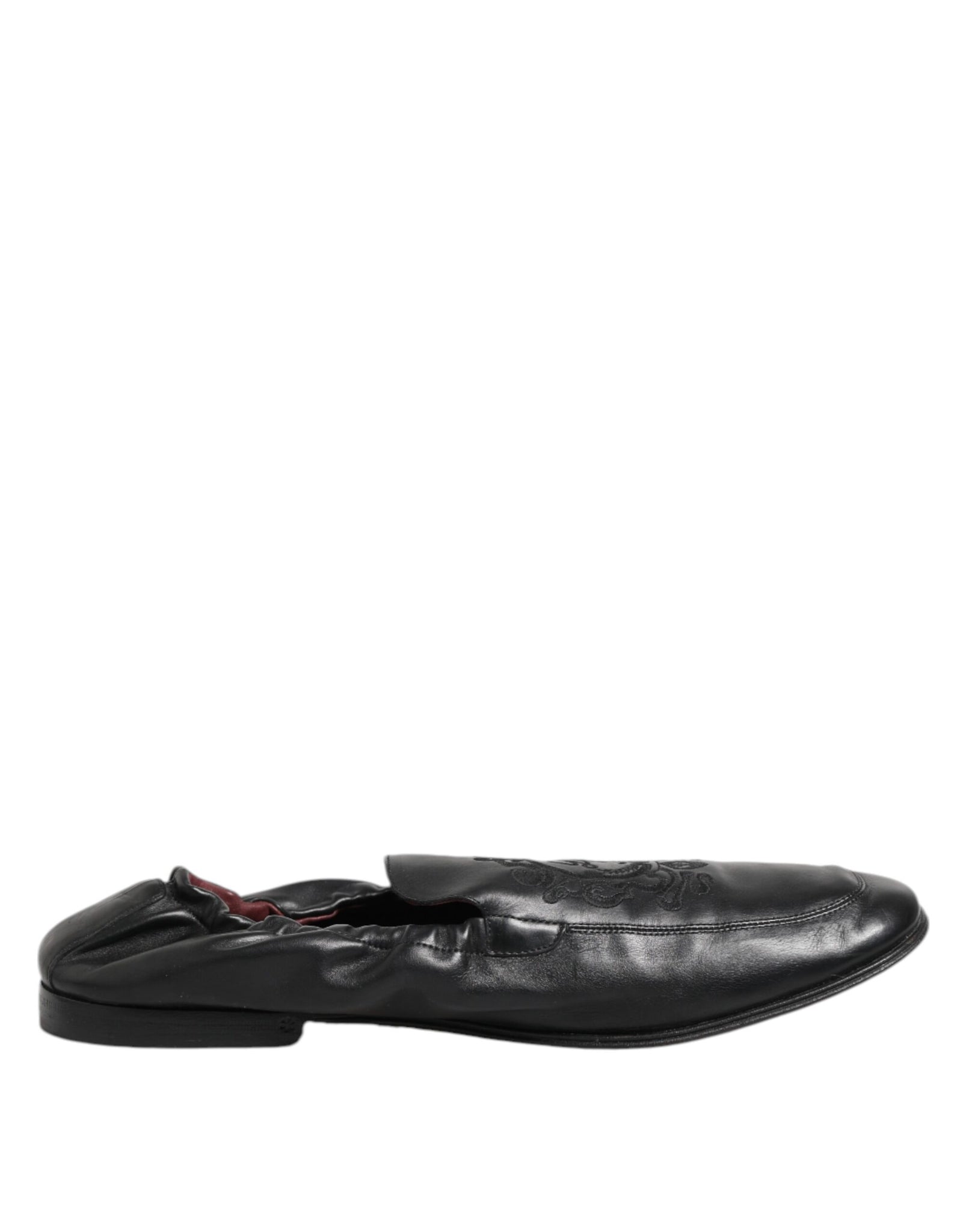 Black Leather Slip On Men Flat Loafers Shoes