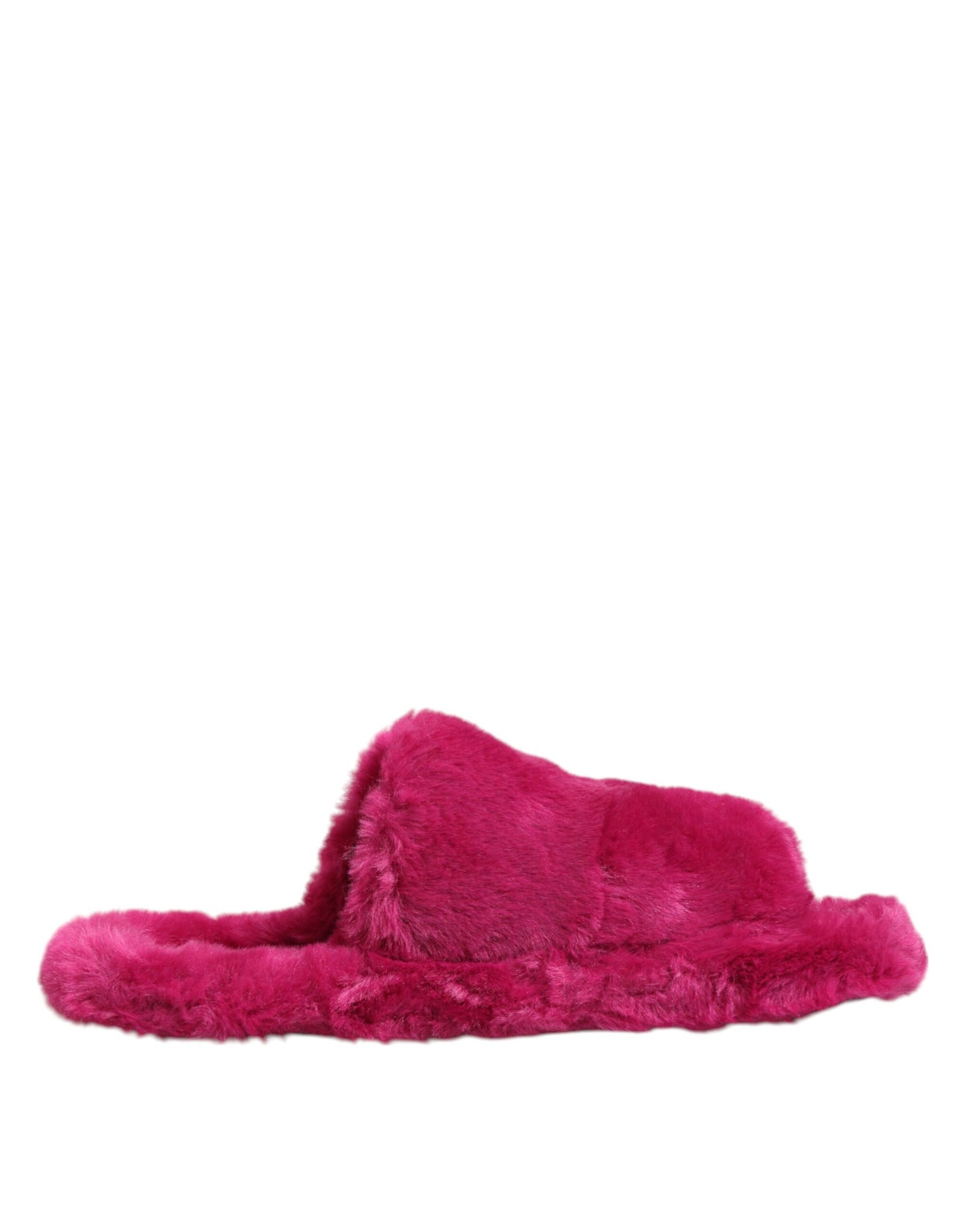 Pink Acrylic Faux Fur Mens Flats Sandals Shoes